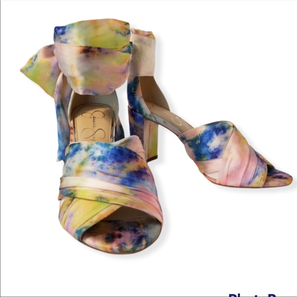 Jessica Simpson Tie Dye Wrap High Heels Sz 9 - Picture 4 of 4
